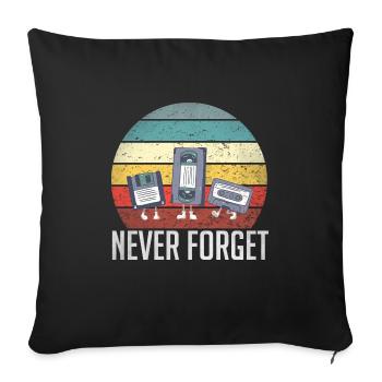 Never Forget 80s 90s Retro Technology Floppy - Sofa pillowcase 17,3'' x 17,3'' (45 x 45 cm) - black - Front