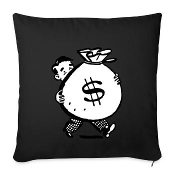 homme d'argent sac idée cadeau grand terrain Cartoon - Housse de coussin décorative 45 x 45 cm - noir - Devant