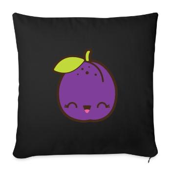 Cute plum Smile Kawaii - Sofa pillowcase 17,3'' x 17,3'' (45 x 45 cm) - black - Front
