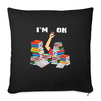 read reading lesson book primer roman ebook bookworm - Sofa pillowcase 17,3'' x 17,3'' (45 x 45 cm) - black - Front