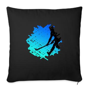 Field hockey hockey fan articles "blue Hockey-art" - Sofa pillowcase 17,3'' x 17,3'' (45 x 45 cm) - black - Front