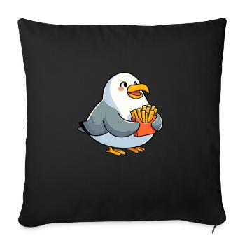 North Sea Thick Fat Seagull French Fries Fast Food - Sofa pillowcase 17,3'' x 17,3'' (45 x 45 cm) - black - Front