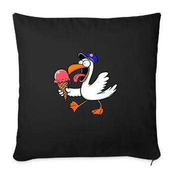 North Sea Seagull Ice Cream Ice Cream Waffle Celebration Birthday - Sofa pillowcase 17,3'' x 17,3'' (45 x 45 cm) - black - Front