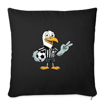 Nordsee Möwe Fußball Schiedsrichter Ball EM - Sofakissenbezug 45 x 45 cm - Schwarz - Vorne