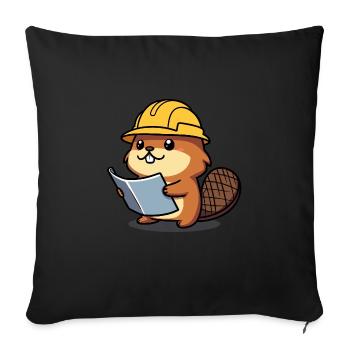 Beaver Bob Builder Plan Helmet Craftsman Profession - Sofa pillowcase 17,3'' x 17,3'' (45 x 45 cm) - black - Front