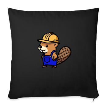 Beaver Bob Builder Blue Collar Craftsman Profession - Sofa pillowcase 17,3'' x 17,3'' (45 x 45 cm) - black - Front