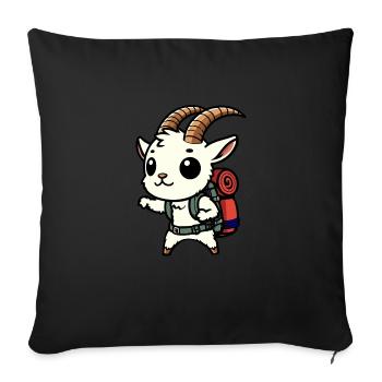Mountaineer Goat Bock with Backpack Wanderlust - Sofa pillowcase 17,3'' x 17,3'' (45 x 45 cm) - black - Front