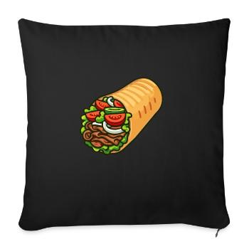 Döner Kebab Dürüm Yufka Sandwich Cuisine de rue allemande - Housse de coussin décorative 45 x 45 cm - noir - Devant