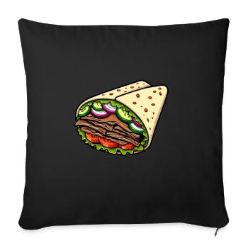 Döner Kebab Dürüm Yufka Sandwich Cuisine de rue allemande - Housse de coussin décorative 45 x 45 cm - noir - Devant