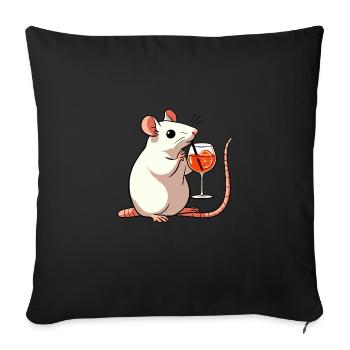 Rat Blanc Apéritif Aperoli Spritz Campari Boisson - Housse de coussin décorative 45 x 45 cm - noir - Devant