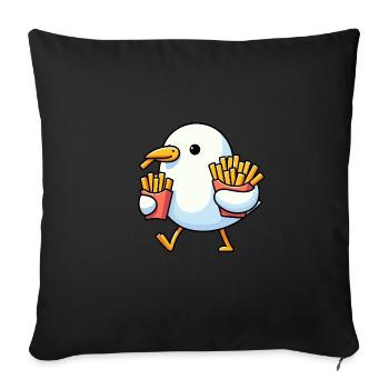 Diète Mouette de la mer du Nord Frites Frites Restauration rapide - Housse de coussin décorative 45 x 45 cm - noir - Devant