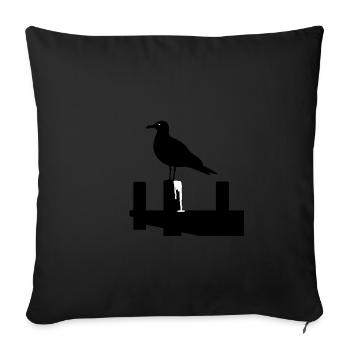 North Sea Moin Seagull Silhouette Bird Schiss Pier S/W - Sofa pillowcase 17,3'' x 17,3'' (45 x 45 cm) - black - Front