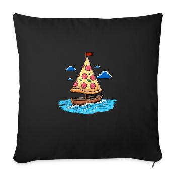 Ahoy Sea Sailboat Boat with Salami Pizza Sail - Sofa pillowcase 17,3'' x 17,3'' (45 x 45 cm) - black - Front