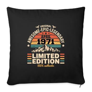 Millésime Anniversaire Avril 1971 - Housse de coussin décorative 45 x 45 cm - noir - Devant