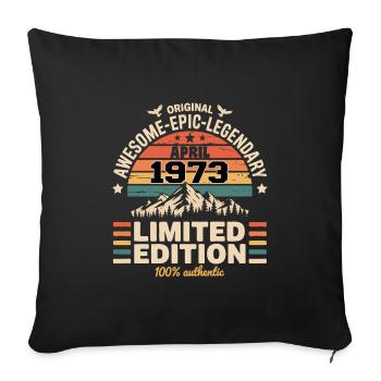 Millésime Anniversaire Avril 1973 - Housse de coussin décorative 45 x 45 cm - noir - Devant