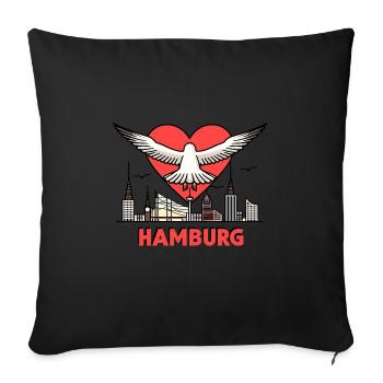 North Sea Moin Seagull I LOVE Hamburg Pearl Souvenir - Sofa pillowcase 17,3'' x 17,3'' (45 x 45 cm) - black - Front
