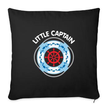 Small captain with lifebuoy and steering wheel - Sofa pillowcase 17,3'' x 17,3'' (45 x 45 cm) - black - Front