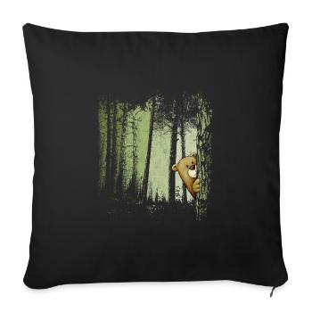 Funny comic bear hidden in the forest - Sofa pillowcase 17,3'' x 17,3'' (45 x 45 cm) - black - Front