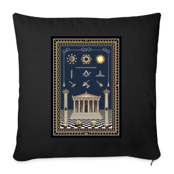 Working board Freemasons, all important symbols - Sofa pillowcase 17,3'' x 17,3'' (45 x 45 cm) - black - Front