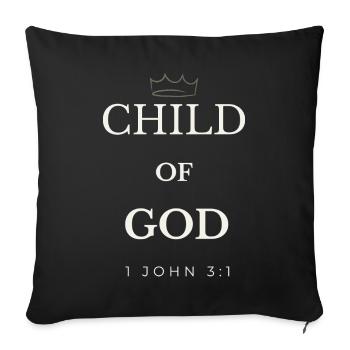 Enfant de Dieu, Couronne Jean 3:1 - Housse de coussin décorative 45 x 45 cm - noir - Devant