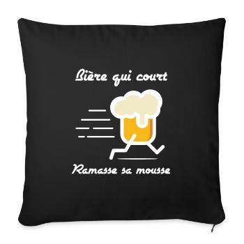 Bière qui court ramasse sa mousse t-shirt bière - Housse de coussin décorative 45 x 45 cm - noir - Devant