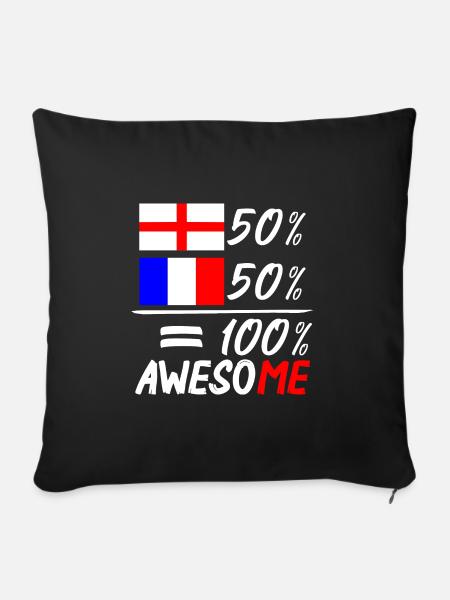 50% England 50% Frankreich - Sofakissenbezug 45 x 45 cm - Schwarz