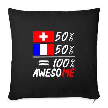 50 % Suisse 50 % France - Housse de coussin décorative 45 x 45 cm - noir - Devant