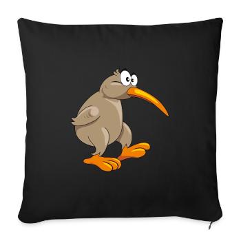 Oiseau kiwi drôle pensif - Housse de coussin décorative 45 x 45 cm - noir - Devant
