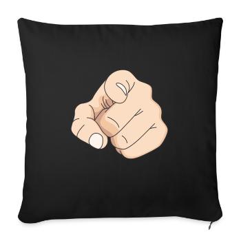 Doigt main index doigt design cadeau provocateur - Housse de coussin décorative 45 x 45 cm - noir - Devant