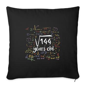 Racine carrée de 144 Douze ans 12e anniversaire - Housse de coussin décorative 45 x 45 cm - noir - Devant