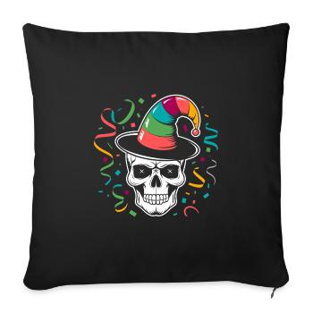 Lustiger Karneval Fasching Skull Helau - Sofakissenbezug 45 x 45 cm - Schwarz - Vorne