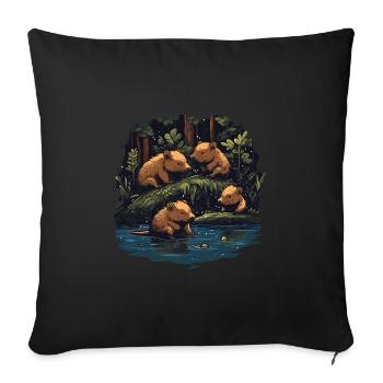 Capybaras capybara - Sofa pillowcase 17,3'' x 17,3'' (45 x 45 cm) - black - Front