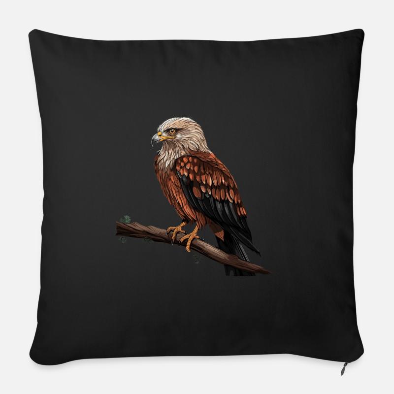 Roter Milan Vogel Greifvogel - Sofakissenbezug 45 x 45 cm - Schwarz