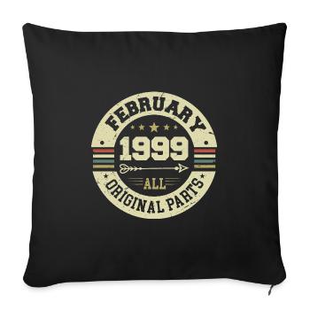 Février 1999 Vintage Cadeau d’anniversaire 1999 - Housse de coussin décorative 45 x 45 cm - noir - Devant