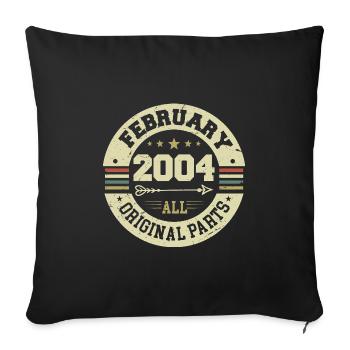 Février 2004 Vintage Cadeau d’anniversaire 2004 - Housse de coussin décorative 45 x 45 cm - noir - Devant