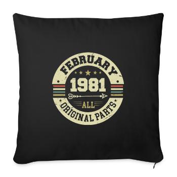 Février 1981 Vintage Cadeau d’anniversaire 1981 - Housse de coussin décorative 45 x 45 cm - noir - Devant