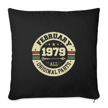 Février 1979 Vintage Cadeau d’anniversaire 1979 - Housse de coussin décorative 45 x 45 cm - noir - Devant