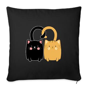 Katzen Verliebt Katzenliebe Valentinstag Geschenk - Sofakissenbezug 45 x 45 cm - Schwarz - Vorne