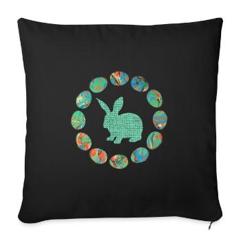 hase im eierkranz e 4 - Housse de coussin décorative 45 x 45 cm - noir - Devant