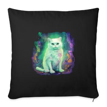Geist Katze Halloween Horror Gruselig - Sofakissenbezug 45 x 45 cm - Schwarz - Vorne
