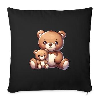 Famille d’ours mignons - Housse de coussin décorative 45 x 45 cm - noir - Devant