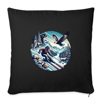 Abenteuer Wintersport Mit Wildtieren - Sofakissenbezug 45 x 45 cm - Schwarz - Vorne