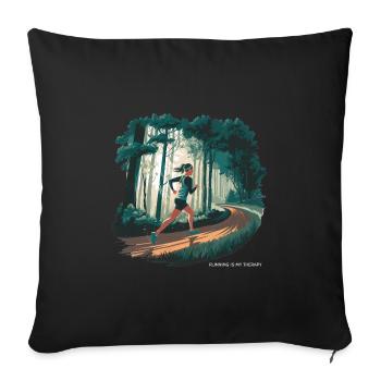Running is My Therapy – Laufen in der Natur - Sofakissenbezug 45 x 45 cm - Schwarz - Vorne