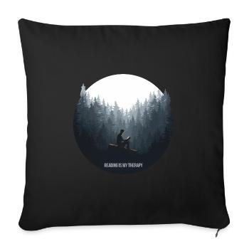 La lecture est ma thérapie – Livres et relaxation - Housse de coussin décorative 45 x 45 cm - noir - Devant