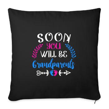 Nous serons bientôt grands-parents, nous serons grand-mère et grand-père - Housse de coussin décorative 45 x 45 cm - noir - Devant