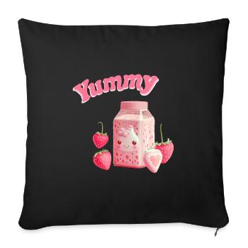 Erdbeermilch Erdbeere Anime kawaii - Sofakissenbezug 45 x 45 cm - Schwarz - Vorne