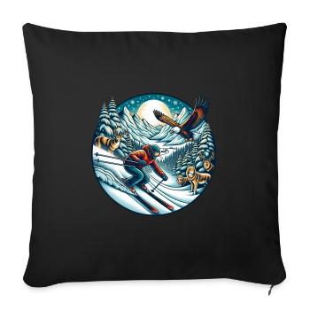 Breathtaking winter sports adventure scene - Sofa pillowcase 17,3'' x 17,3'' (45 x 45 cm) - black - Front