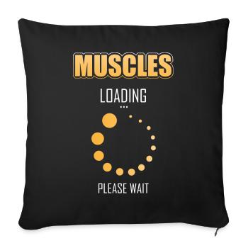 Muscle charger s’il vous plaît attendre Le drôle de sport Rengain - Housse de coussin décorative 45 x 45 cm - noir - Devant
