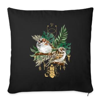 Tropical Flower Bird Summer Gift Meditation - Sofa pillowcase 17,3'' x 17,3'' (45 x 45 cm) - black - Front