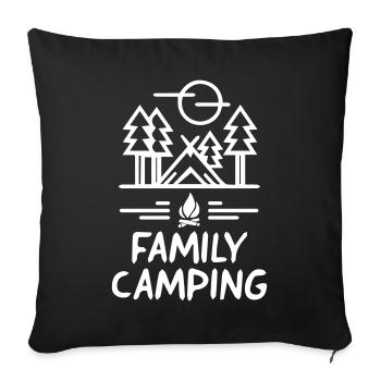 Family Camping - Sofa pillowcase 17,3'' x 17,3'' (45 x 45 cm) - black - Front